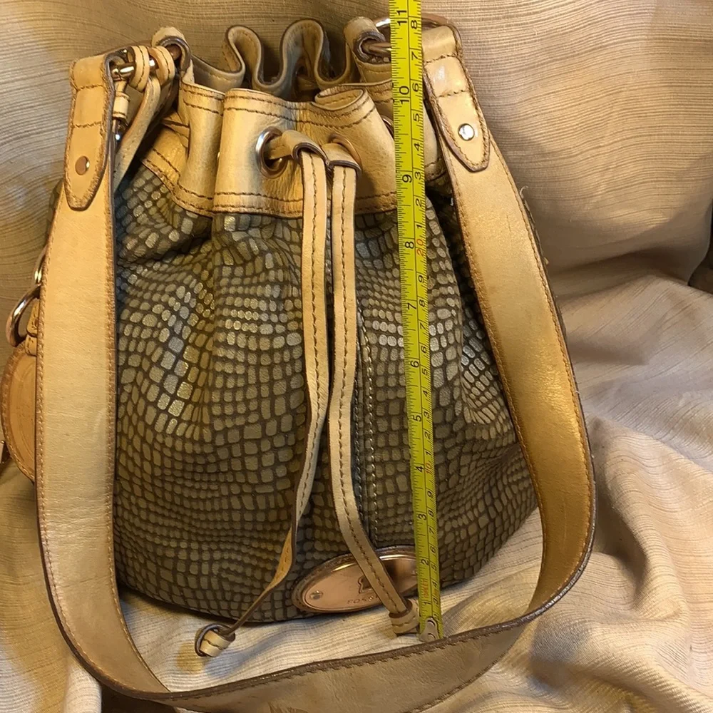 Fossil leather draw-string bucket shoulder bag